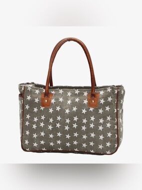 Myra Bag Freedom Of Star Canvas And Leather Tote Bag